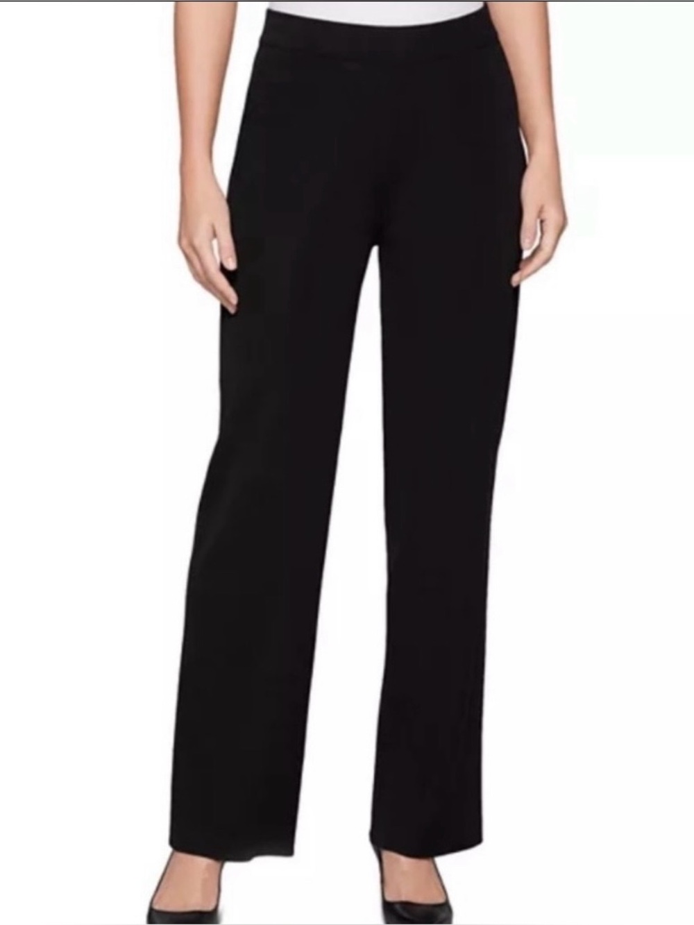 Misook Classic Luxury Pull-on Acrylic Better Knit Wide Leg Black Medium Pants